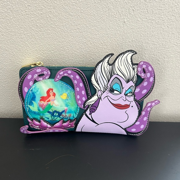 Loungefly Handbags - Loungefly Disney Villians Scene Ursula Crystal Ball and Ariel Flap Wallet